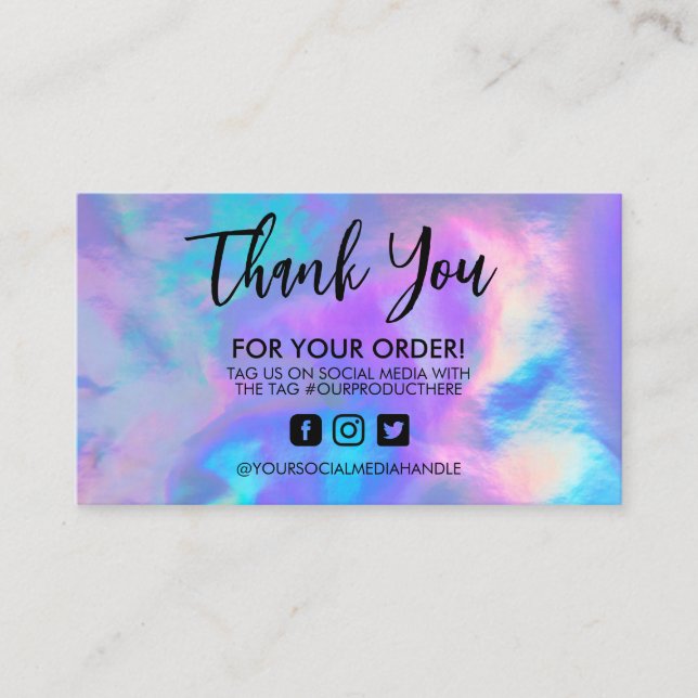 Holographic Thank You Trendy Salon Business Card (Front)