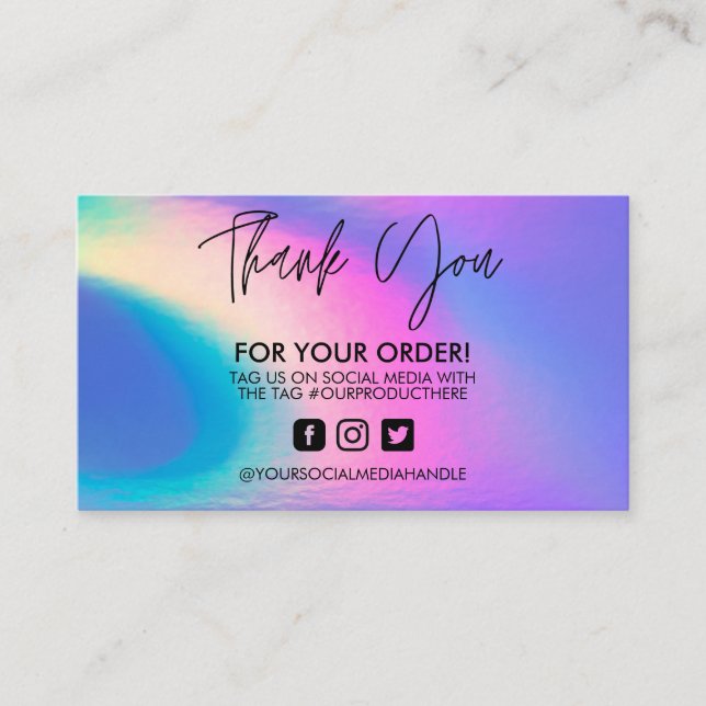 Holographic Thank You Trendy Salon Business Card (Front)