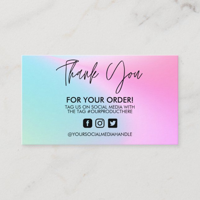Holographic Thank You Trendy Salon Business Card (Front)