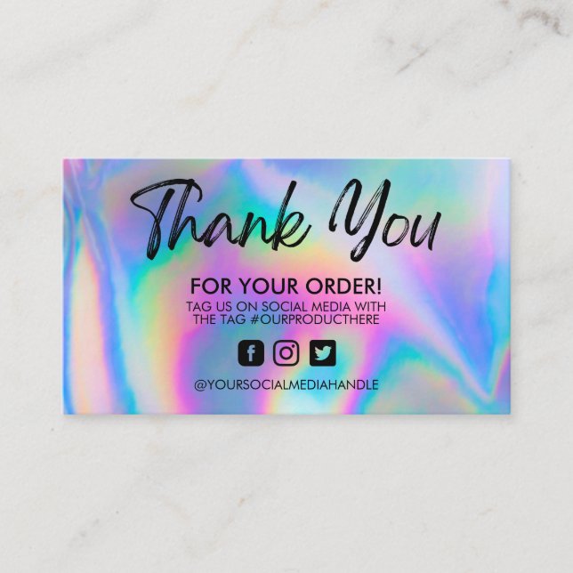 Holographic Thank You Trendy Salon Business Card (Front)