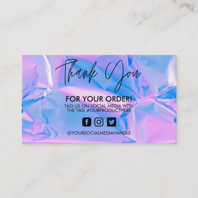 Holographic Thank You Trendy Salon Business Card (Front)