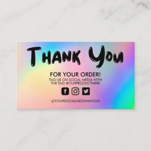 Holographic Trendy Salon Thank You Business Card