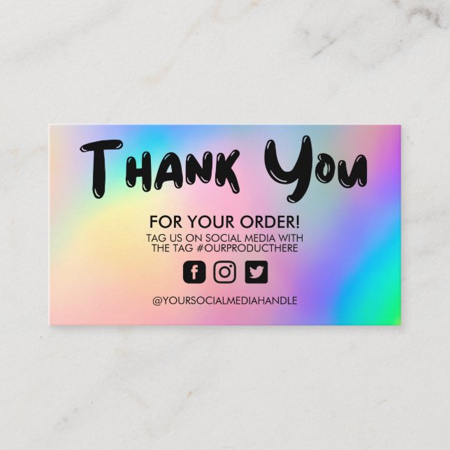 Holographic Trendy Salon Thank You Business Card (Front)