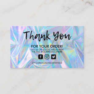 Holographic Trendy Salon Thank You Business Card