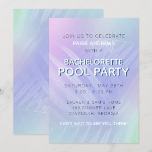 Holographic Tropical Leaves Bachelorette Party Invitation