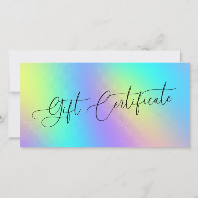 Holographic Unicorn Business Gift Certificate (Front)