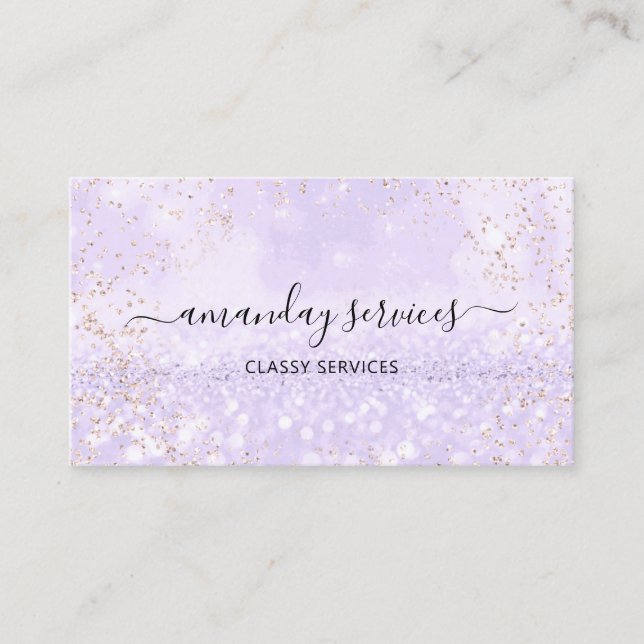Holographic Unicorn Confetti Boutique  Purple Busi Business Card (Front)