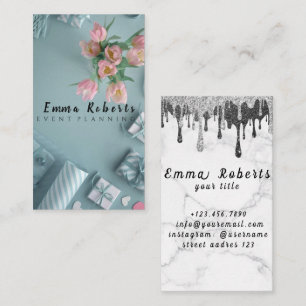 Holographic Unicorn Glitter Drips Beauty Salon Business Card