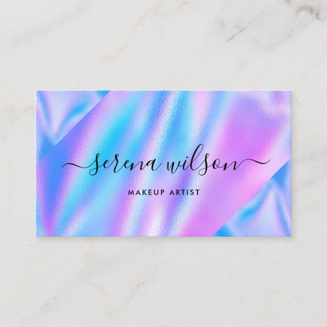 Holographic unicorn Glittering Holo makeup hair Business Card (Front)