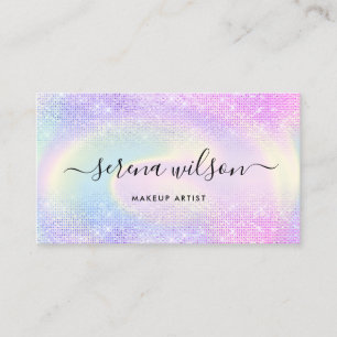 Holographic unicorn Glittering Holo makeup hair Business Card