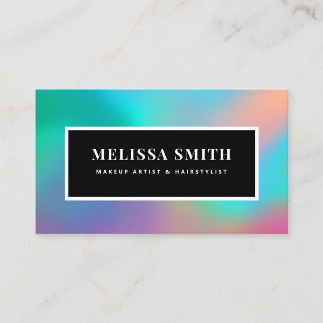Holographic unicorn Makeup hair glitter drips glam Business Card (Front)