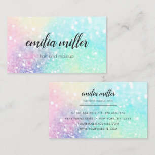 Holographic Unicorn Makeup Hair Glitter Glam Business Card