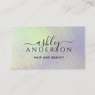 Holographic Unicorn Makeup Hair Nails Glam Business Card