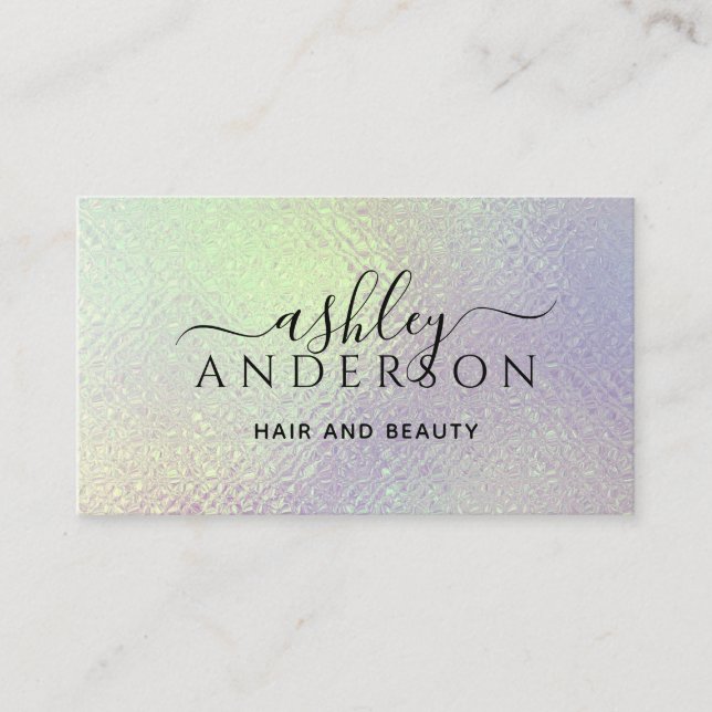 Holographic Unicorn Makeup Hair Nails Glam Business Card (Front)