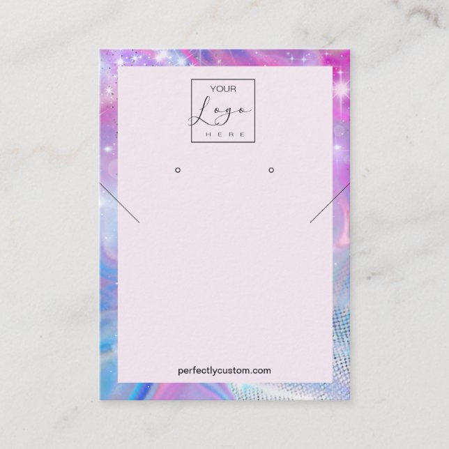  Holographic Unicorn Necklace Earrings Business Card (Front)