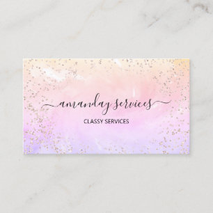 Holographic Unicorn Rainbow Confetti Boutique  Bus Business Card
