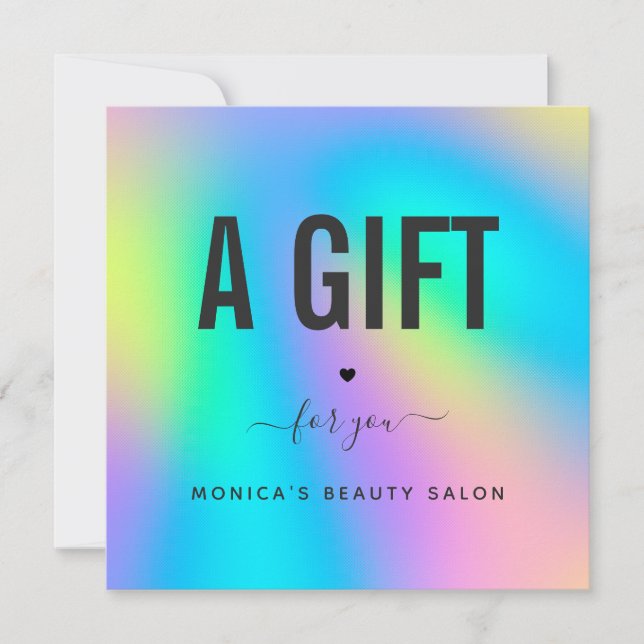 Holographic Unicorn Rainbow Heart Modern Salon Spa (Front)