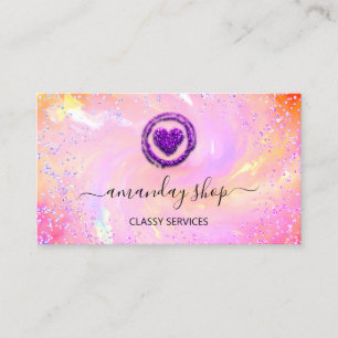 Holographic Unicorn Rainbow QR Code Logo Heart Business Card