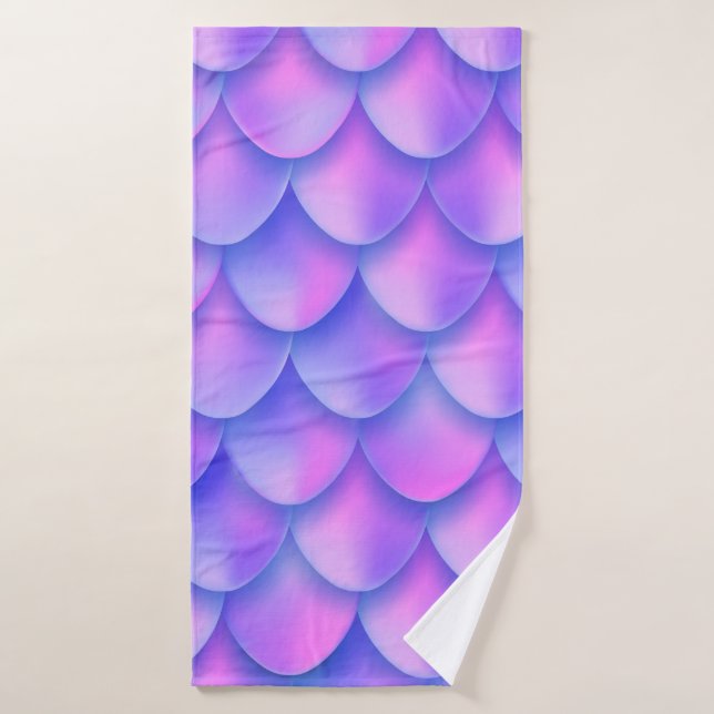 Holographic violet mermaid tail foil texture effec bath towel (Bath Towel)
