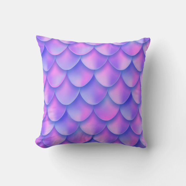 Holographic violet mermaid tail foil texture effec cushion (Front)
