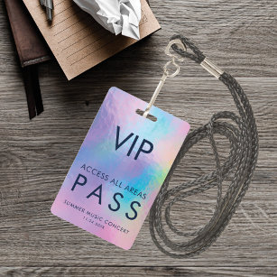 Holographic VIP All Access Pass Concert Backstage ID Badge