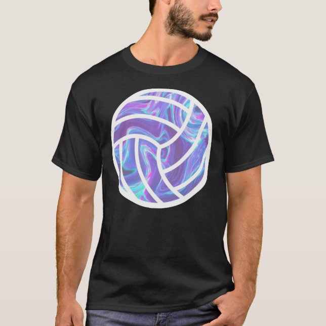 Holographic Volleyball Sticker T-Shirt (Front)