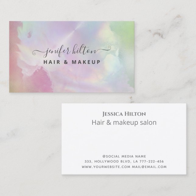 Holographic watercolor elegant abstract business c business card (Front/Back)