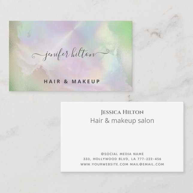 Holographic watercolor elegant abstract business card (Front/Back)