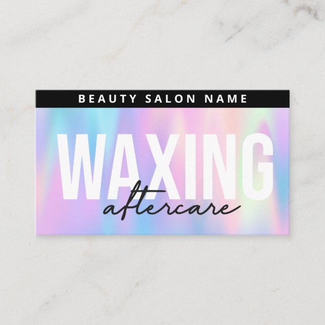 Holographic Waxing Aftercare Card, Hair Removal  Business Card (Front)