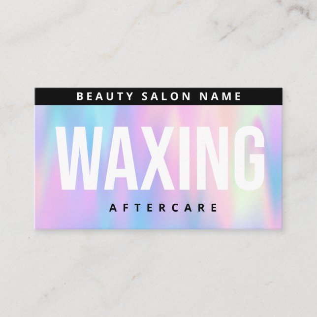 Holographic Waxing Aftercare Card, Hair Removal  Business Card (Front)
