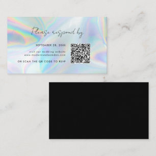 Holographic Wedding QR Code RSVP Enclosure Card