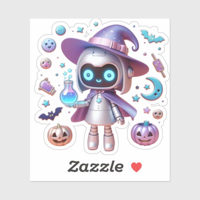 Holographic Witch Robot Vinyl Cute Halloween Tech  (Sheet)