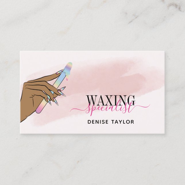 holographic woman hand waxing depilation wax busin business card (Front)
