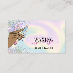 holographic woman hand waxing depilation wax busin business card