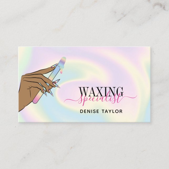 holographic woman hand waxing depilation wax busin business card (Front)