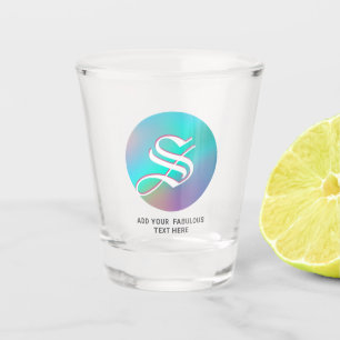 Holographic Wonderland Custom monogram and name Shot Glass
