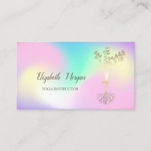 Holographic Yoga Instructor,Tree Women Silhouette Business Card