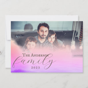 Holography Pink and Purple Holography Photo Holiday Card