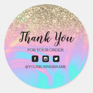 Holography Unicorn Glitter Marble Classic Round Sticker