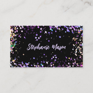 Hologrphic Glitter Makeup Artist Black Business Calling Card