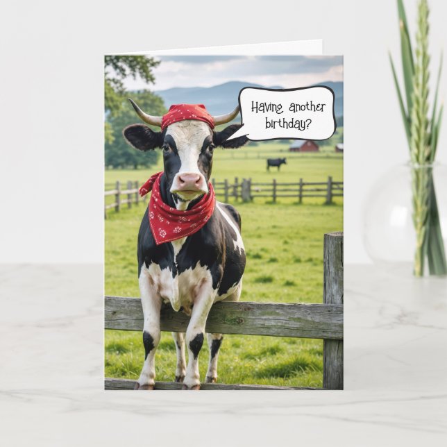 Holstein Cow Birthday Humour Card (Front)