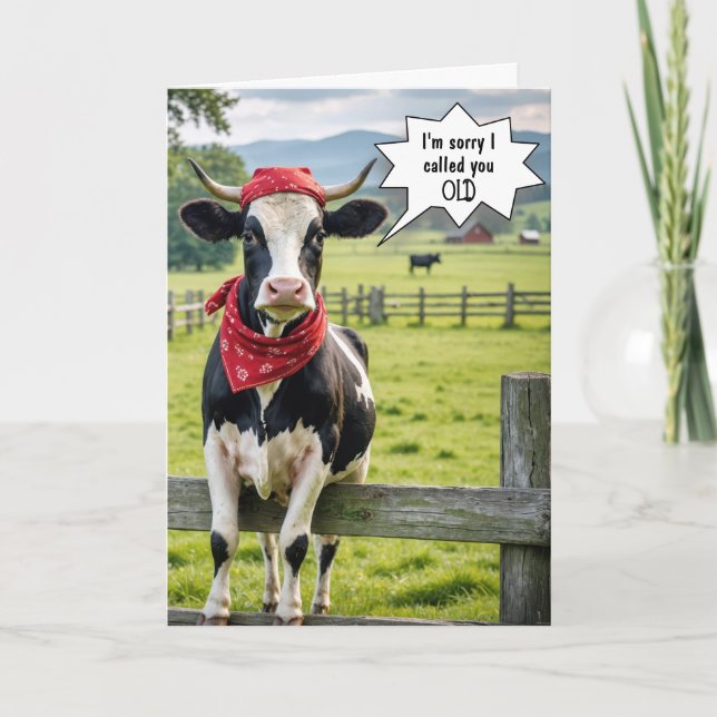 Holstein Cow Birthday Humour Card (Front)