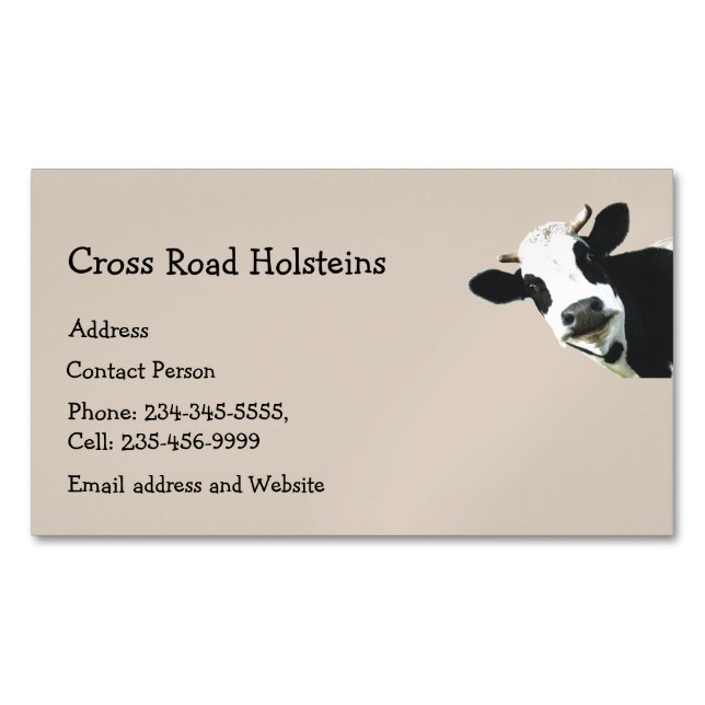 Holstein Cow Breeder Dairy Farm Humour Magnetic Business Card (Front)