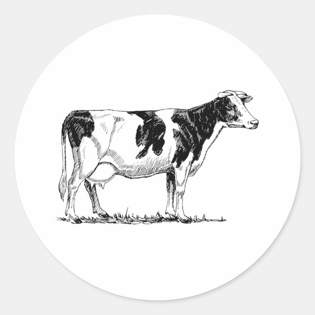 Holstein Cow Classic Round Sticker (Front)