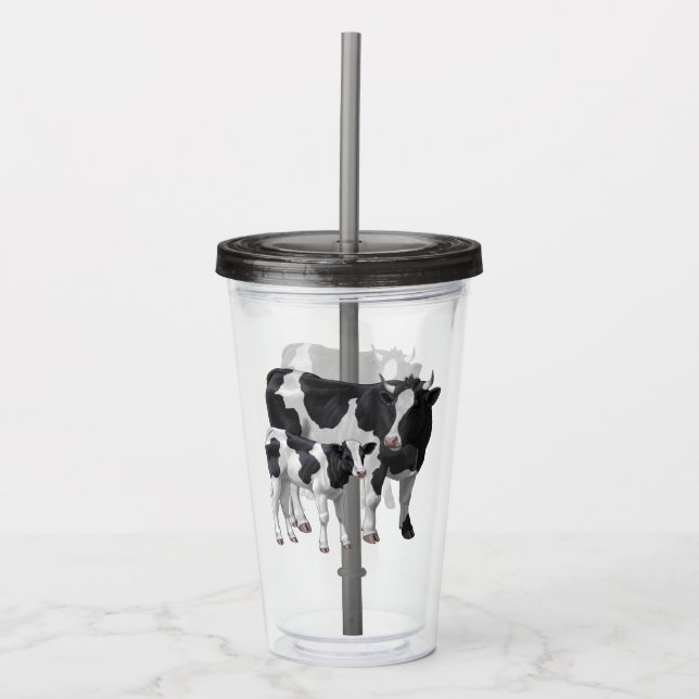 Holstein Cow & Cute Calf Acrylic Tumbler (Front)