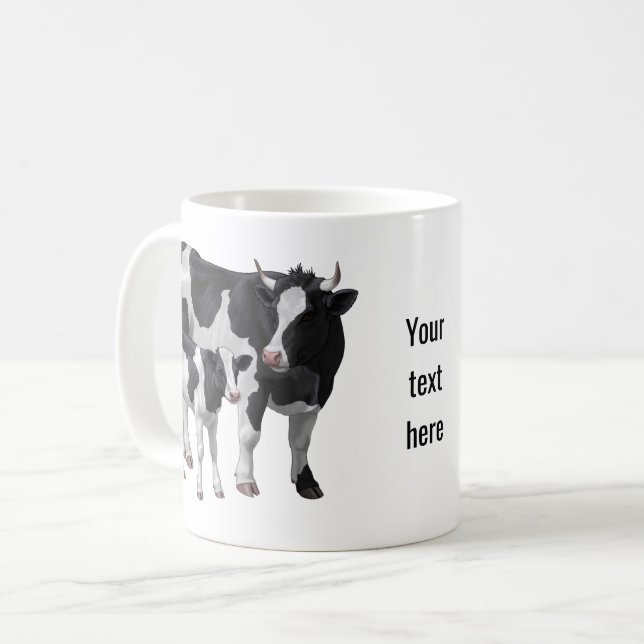Holstein Cow & Cute Calf Coffee Mug (Front Left)