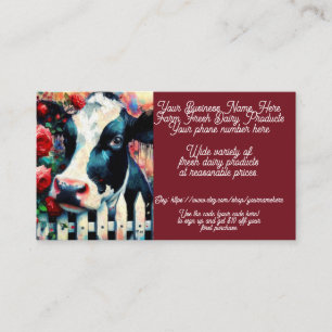 Holstein Cow Dairy Product Sales Shop Sales Etsy Business Card