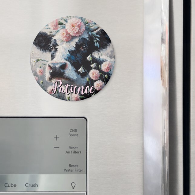 Holstein Cow Flowers Farm Farmhouse Personalised Magnet (In Situ (Fridge))