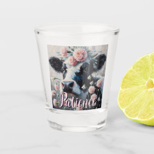 Holstein Cow Flowers Farm Farmhouse Personalised Shot Glass
