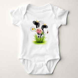 Holstein cow in grass baby bodysuit